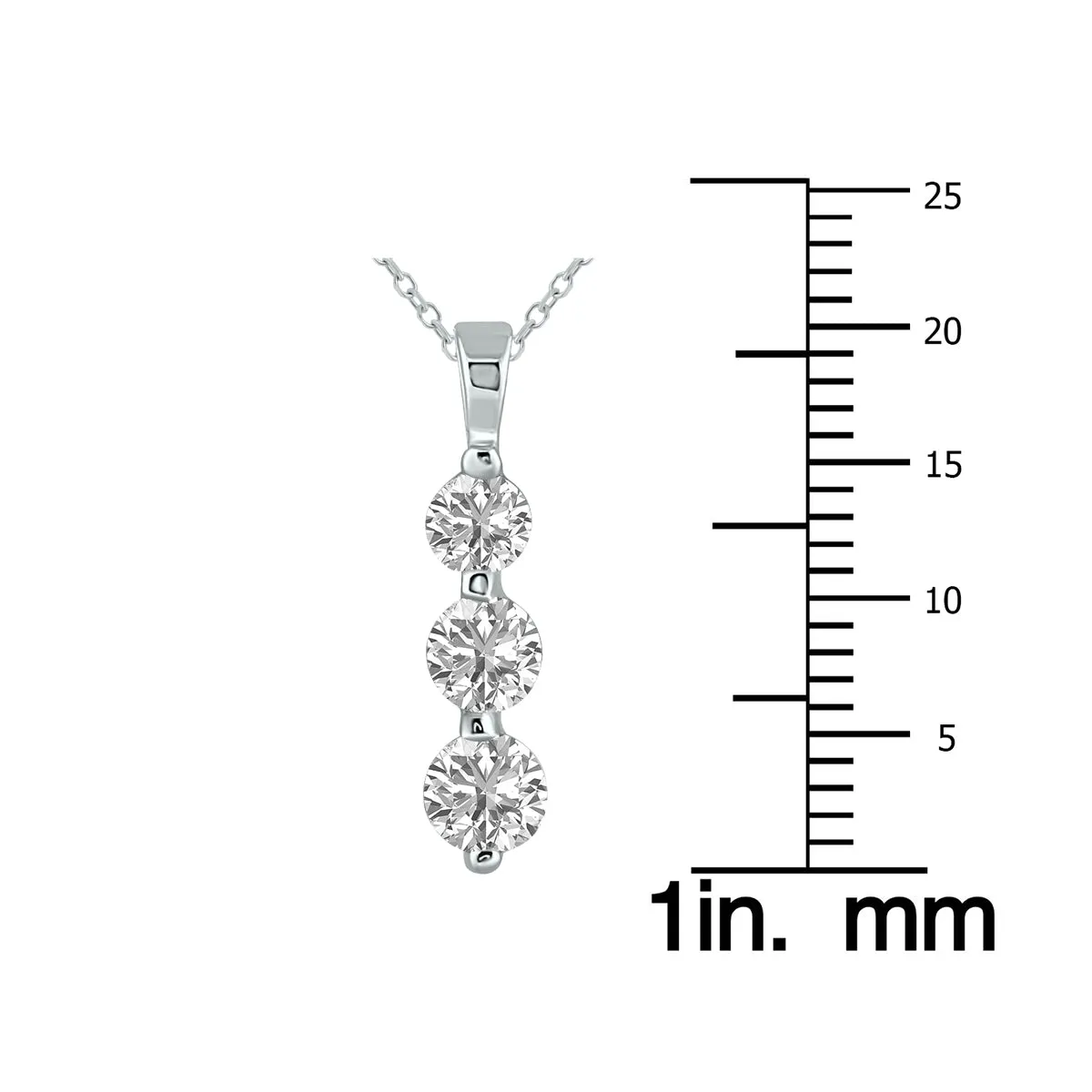 1 Ctw Lab Grown Diamond Three Stone Snow Pendant In 10K White Gold