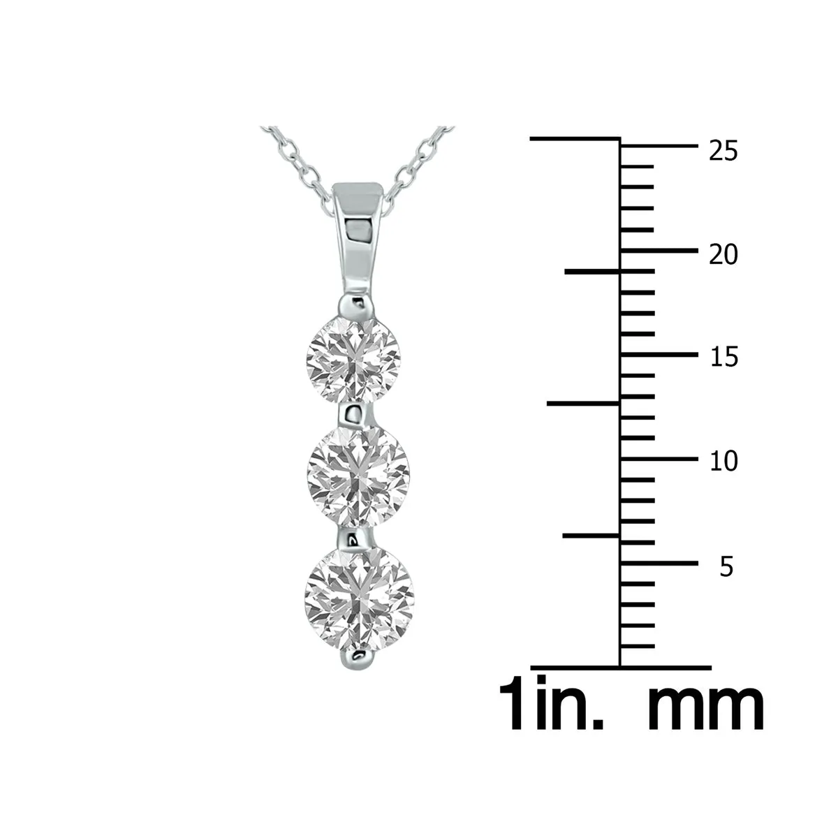 1.50 Ctw Lab Grown Diamond Three Stone Snow Pendant In 10K White Gold