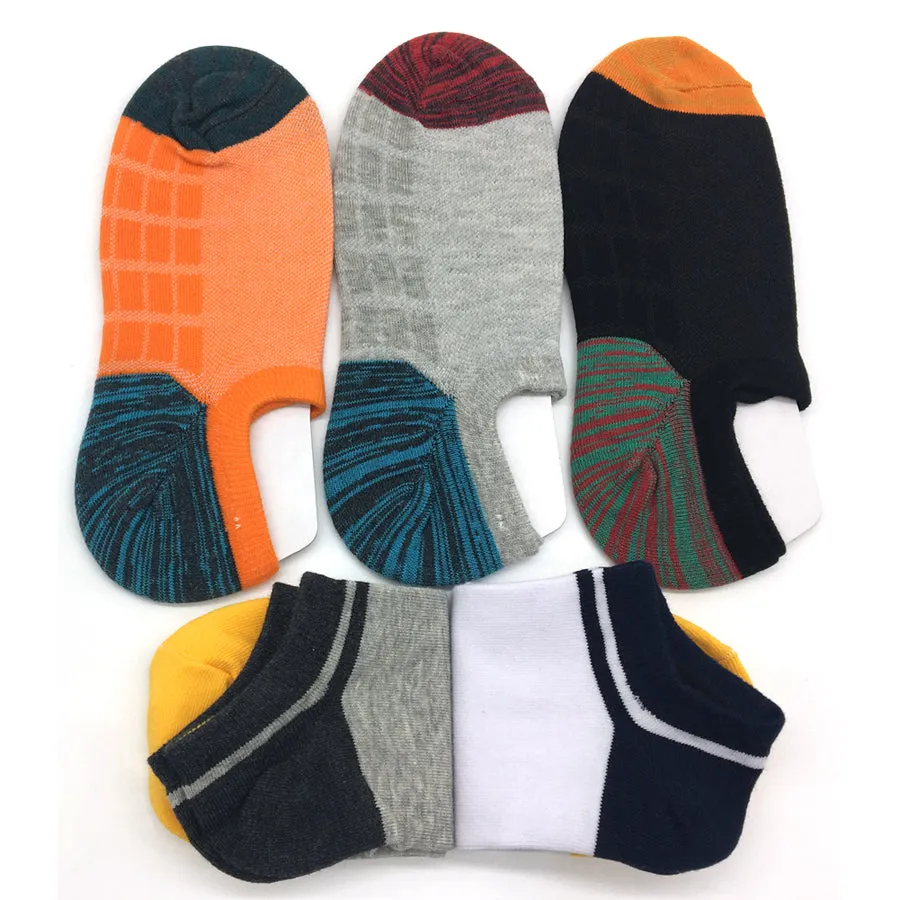 5 Pairs Lot Casual No Show Cotton Low Cut Ankle Harajuku Style Socks for Men