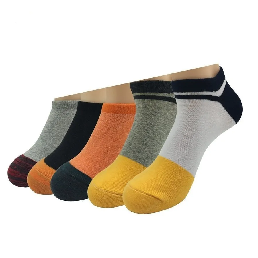 5 Pairs Lot Casual No Show Cotton Low Cut Ankle Harajuku Style Socks for Men