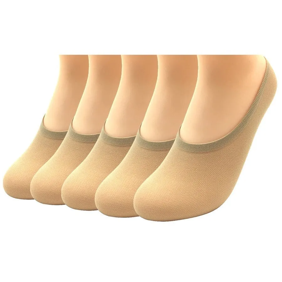 5 Pairs Lot Silk Non-slip Solid Color Casual Invisible Ankle Socks for Women