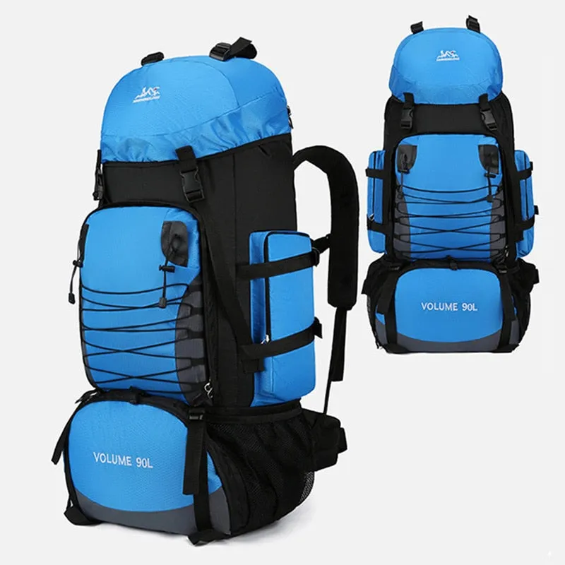 90L Mountaineering Travel Bags Nylon Hiking Camping Military Large Capacity Backpack Waterproof