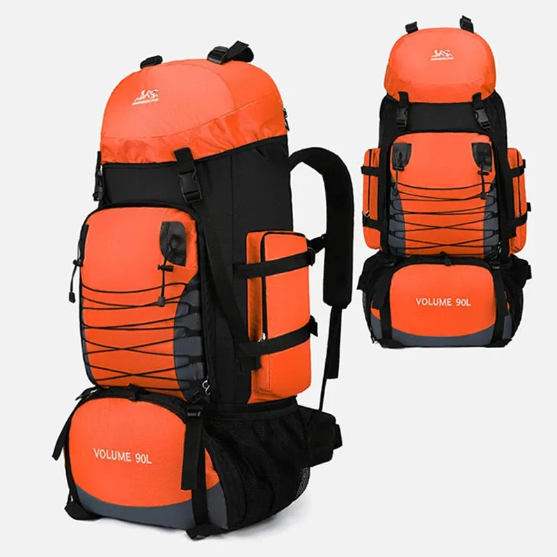 90L Mountaineering Travel Bags Nylon Hiking Camping Military Large Capacity Backpack Waterproof