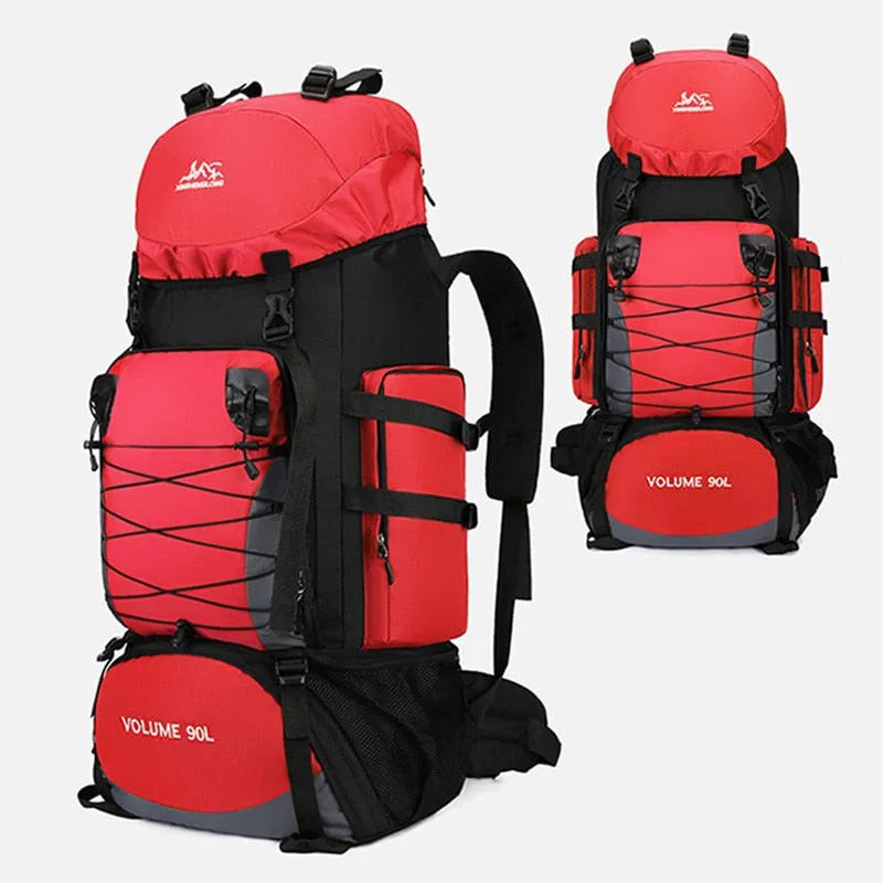 90L Mountaineering Travel Bags Nylon Hiking Camping Military Large Capacity Backpack Waterproof