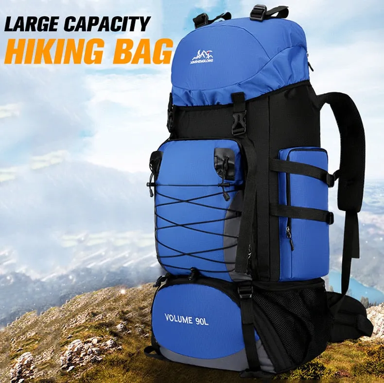 90L Mountaineering Travel Bags Nylon Hiking Camping Military Large Capacity Backpack Waterproof