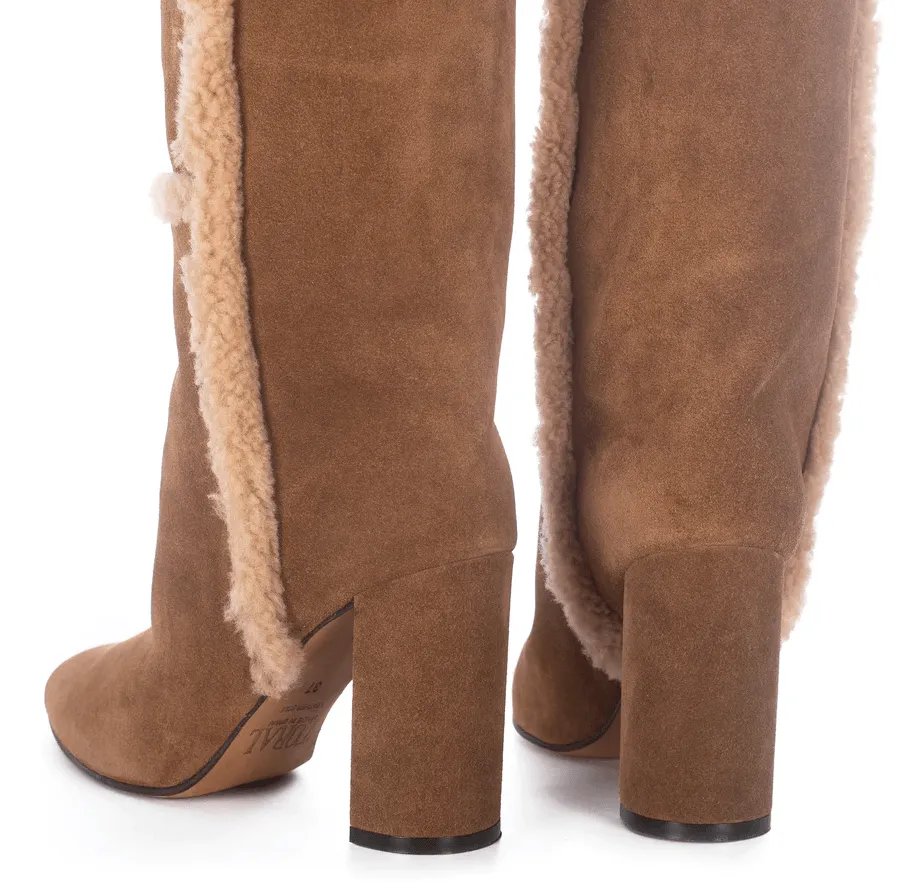 Altea Tall Suede Boots with Shearling Details by Toral