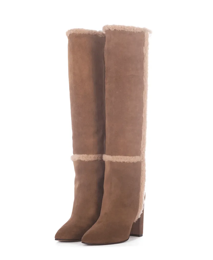 Altea Tall Suede Boots with Shearling Details by Toral