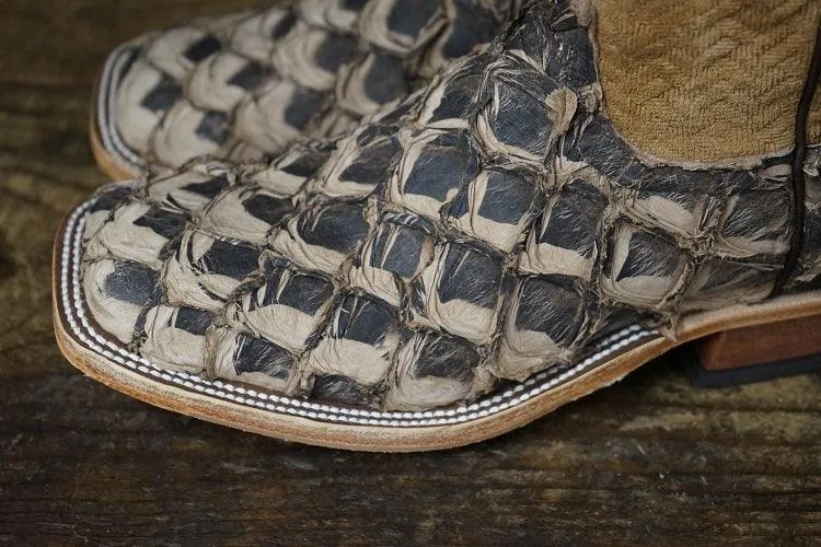 Anderson Bean Men's Brazilian Big Bass Arapaima & Tan Basket Case Square Toe Cowboy Boots 324769