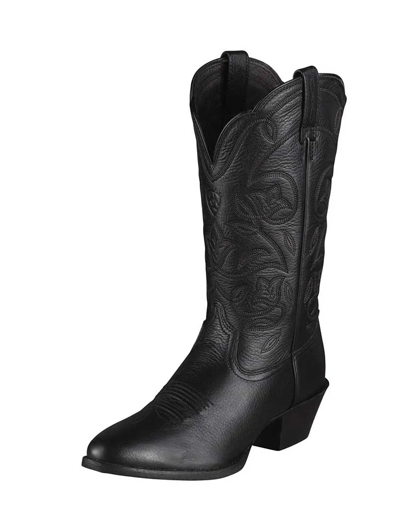 Ariat 10001037 Womens Heritage Western R Toe Boot Black Deertan