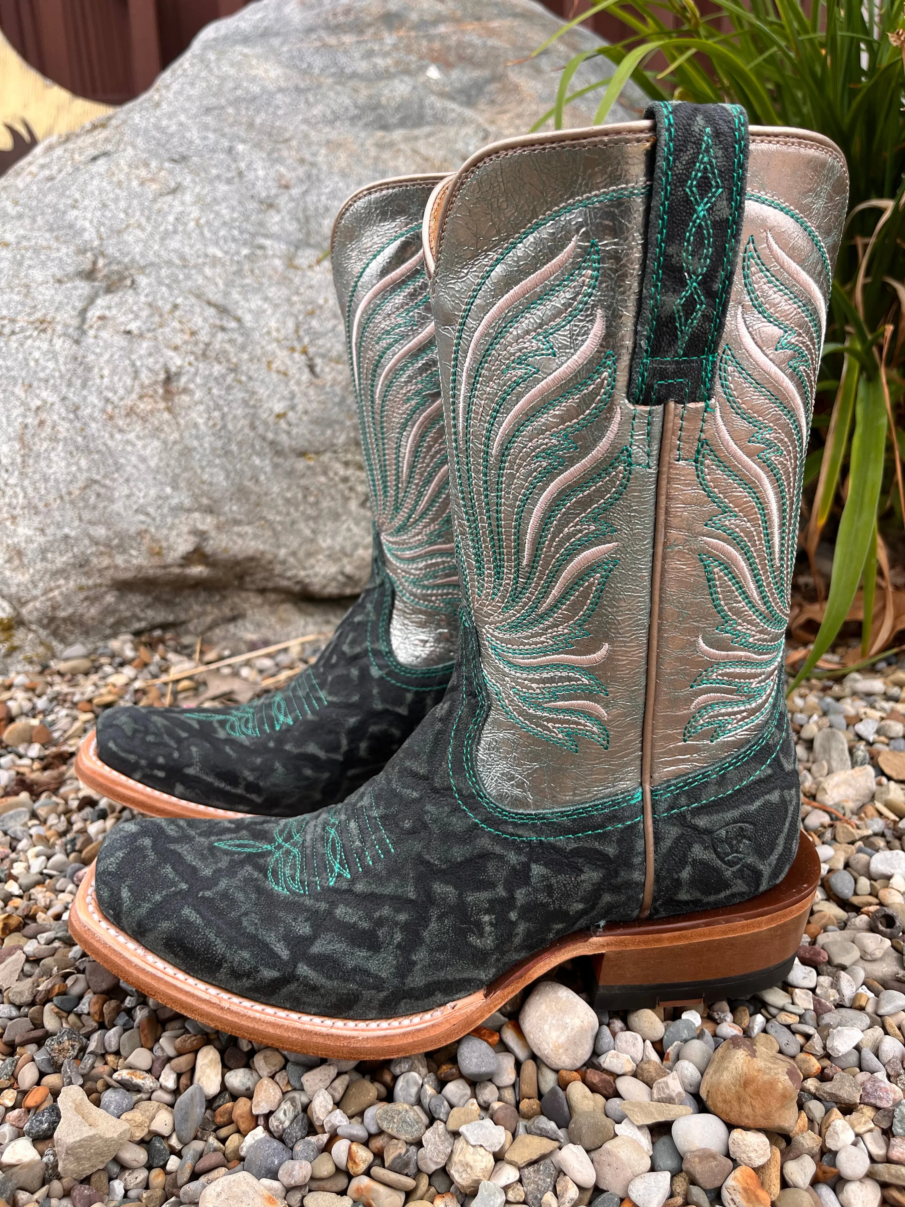 Ariat Women's Futurity Dash Pewter Shine & Mint Elephant Print Western Cowgirl Boots 10053807