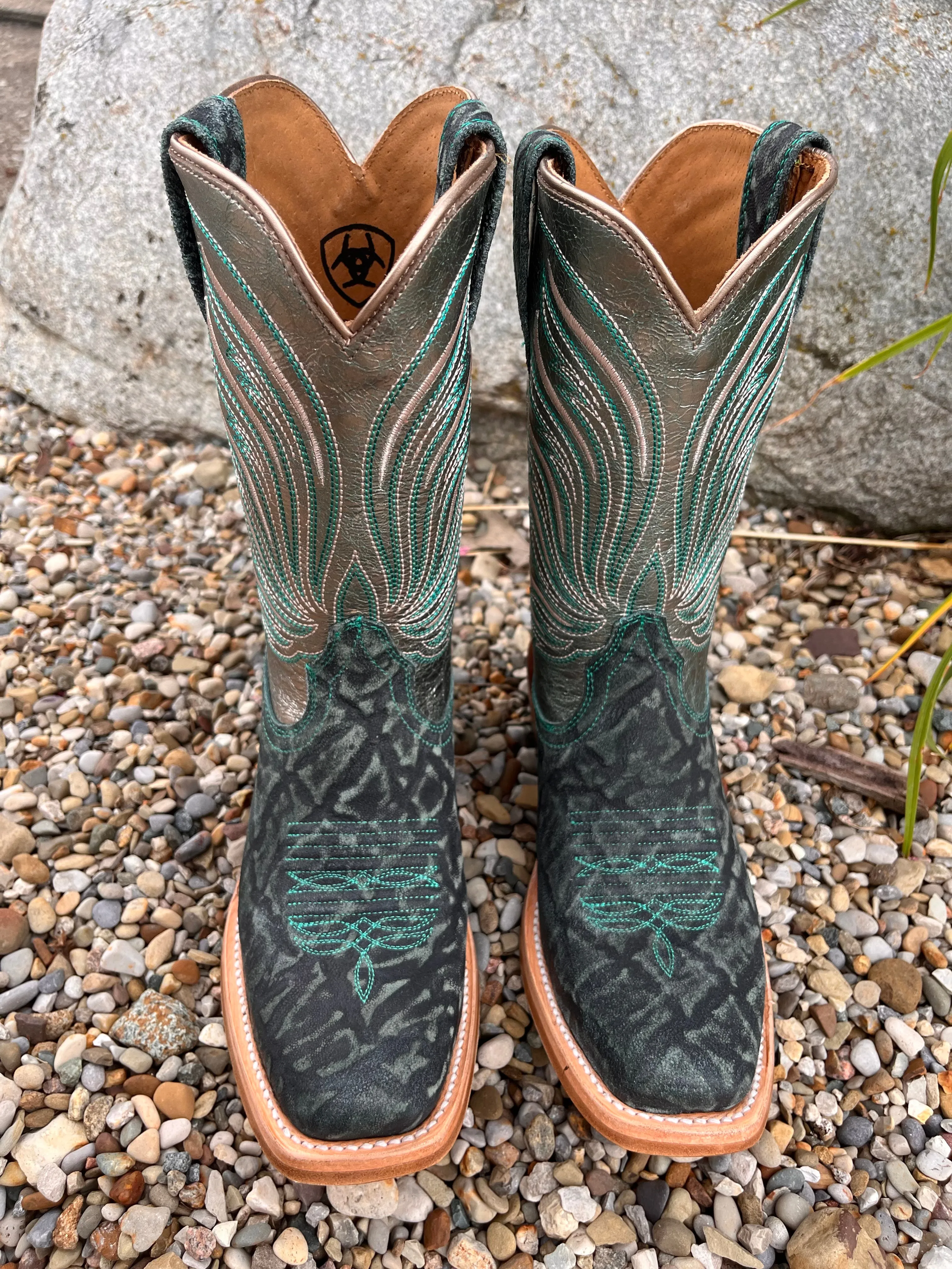 Ariat Women's Futurity Dash Pewter Shine & Mint Elephant Print Western Cowgirl Boots 10053807