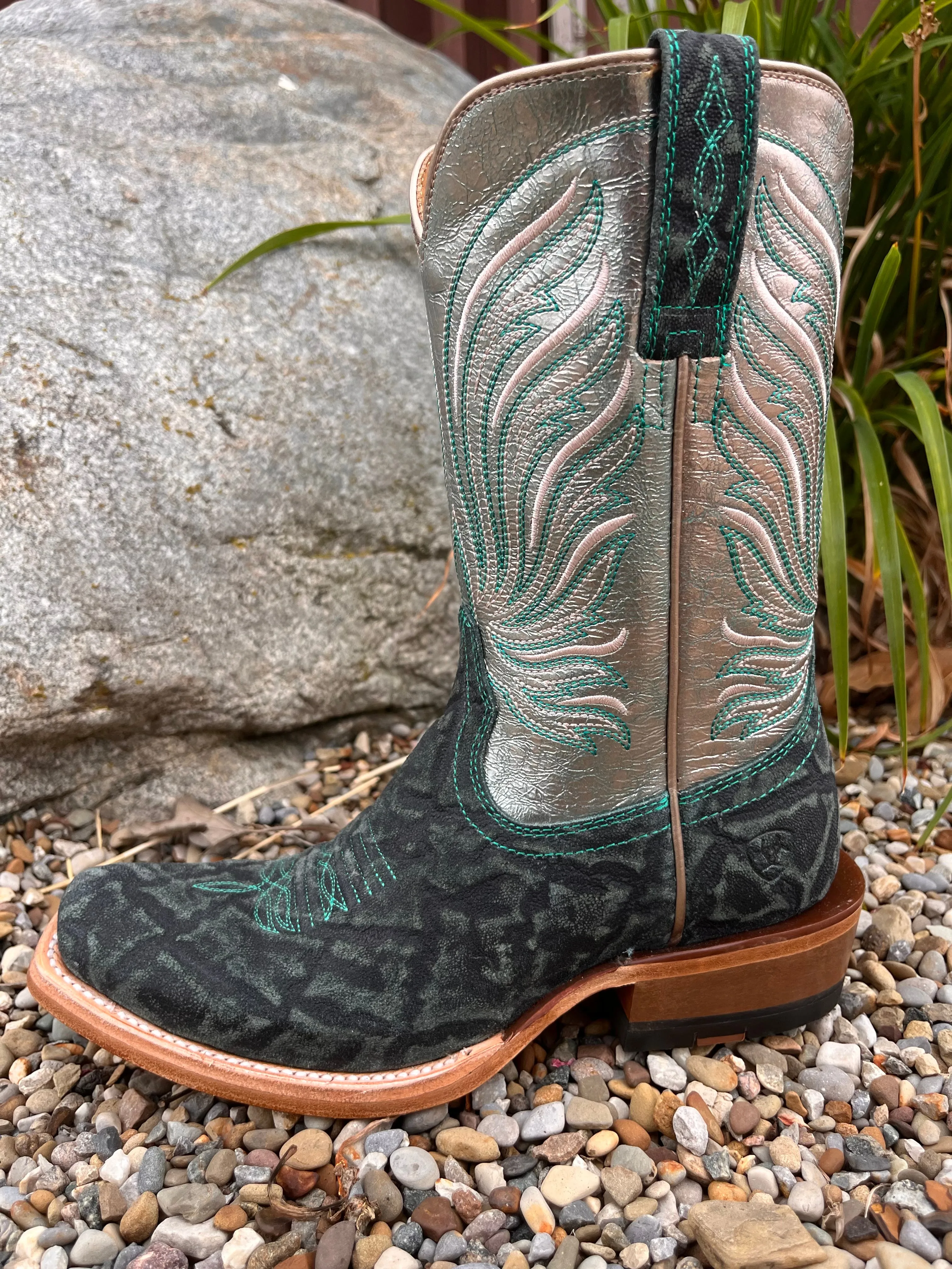 Ariat Women's Futurity Dash Pewter Shine & Mint Elephant Print Western Cowgirl Boots 10053807