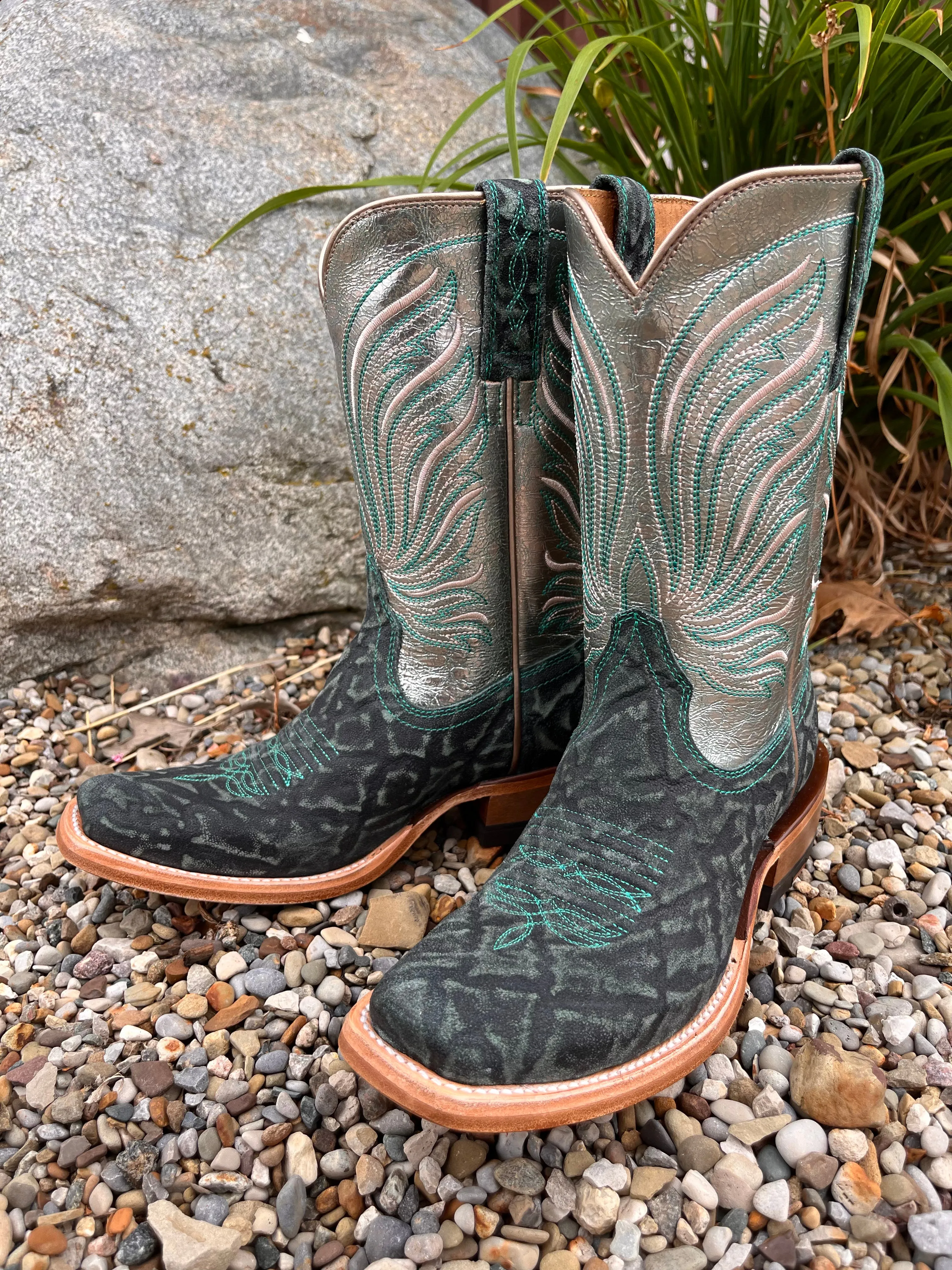 Ariat Women's Futurity Dash Pewter Shine & Mint Elephant Print Western Cowgirl Boots 10053807