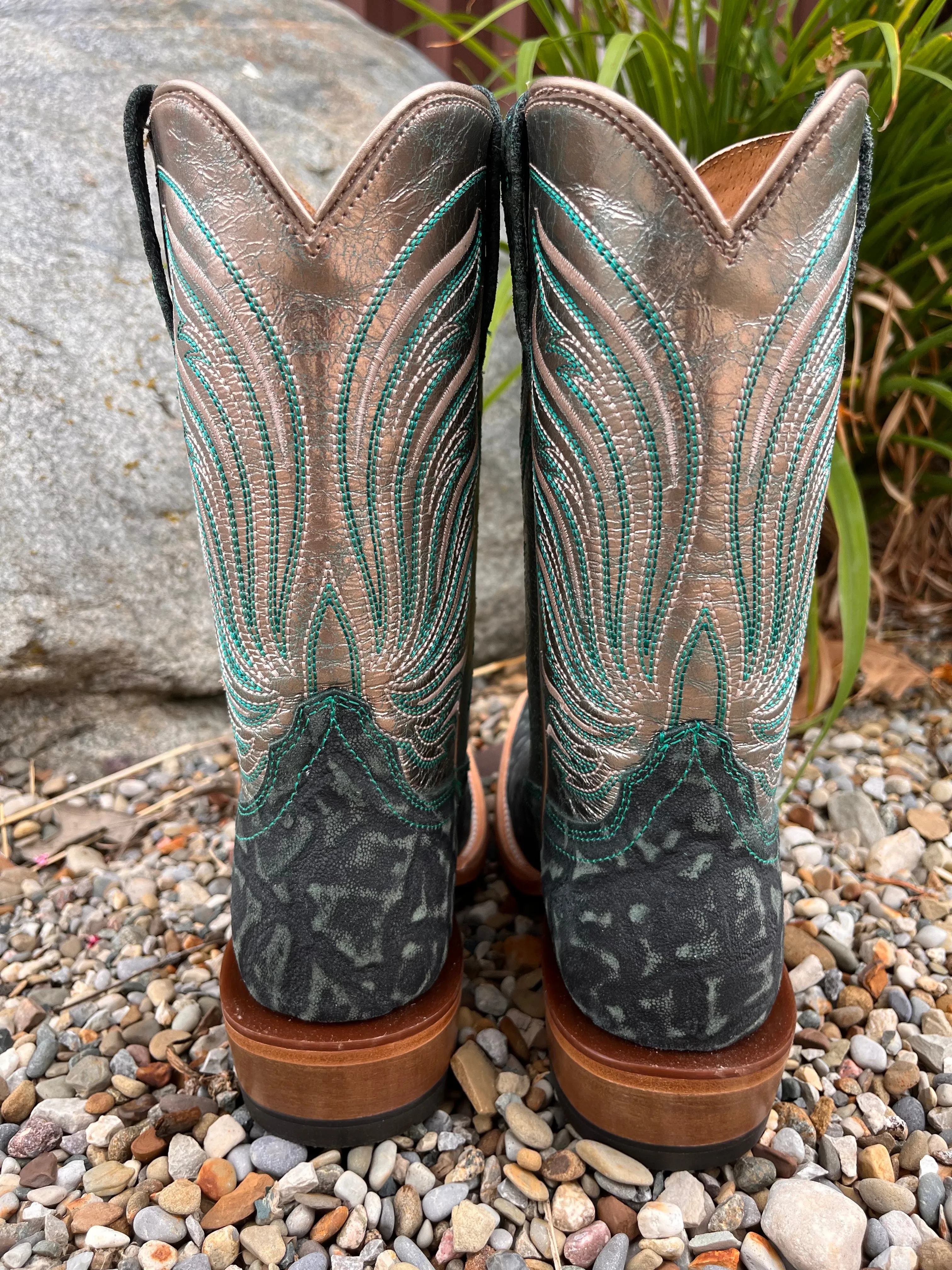 Ariat Women's Futurity Dash Pewter Shine & Mint Elephant Print Western Cowgirl Boots 10053807