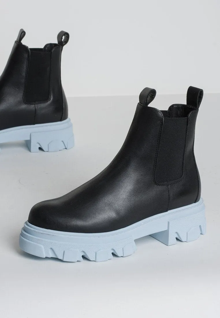 Asta Black Sky Leather Chelsea Boots