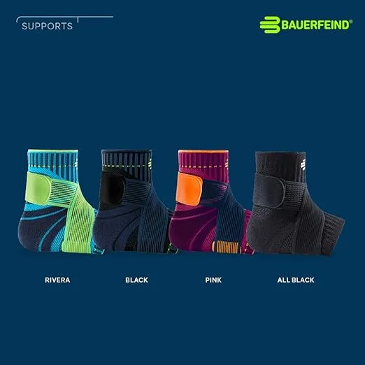 Bauerfeind Sports Ankle Support - Breathable Compression - Figure 8 Taping Strap - Air Knit Fabric for Breathability - Designed for Secure Fit and Maximum Freedom of Movement (Rivera, X-Small/Left)