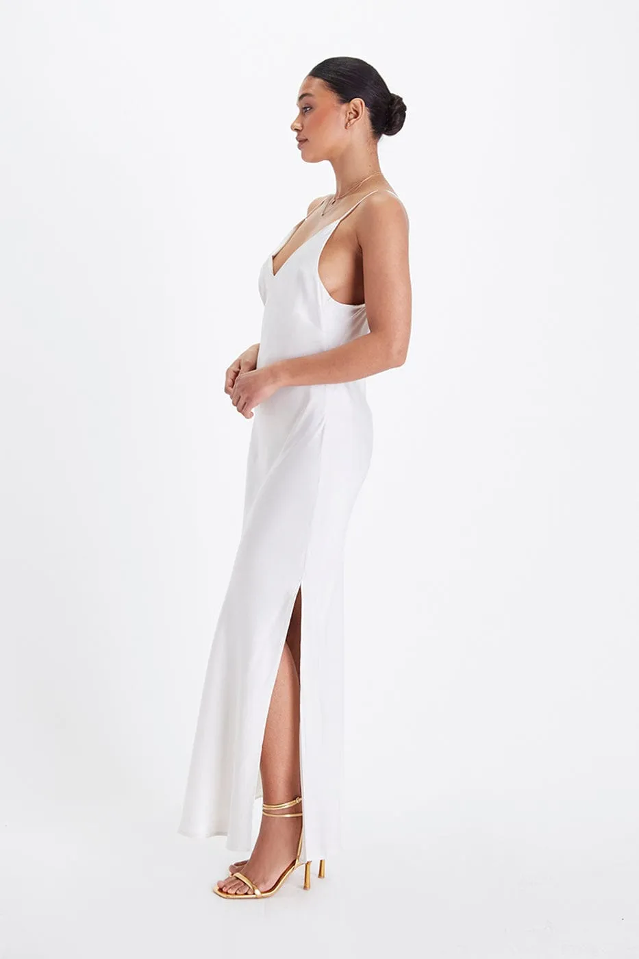 Bias Cut Lightweight TENCEL Modal Vegan Silk Slip Gown | Snow White