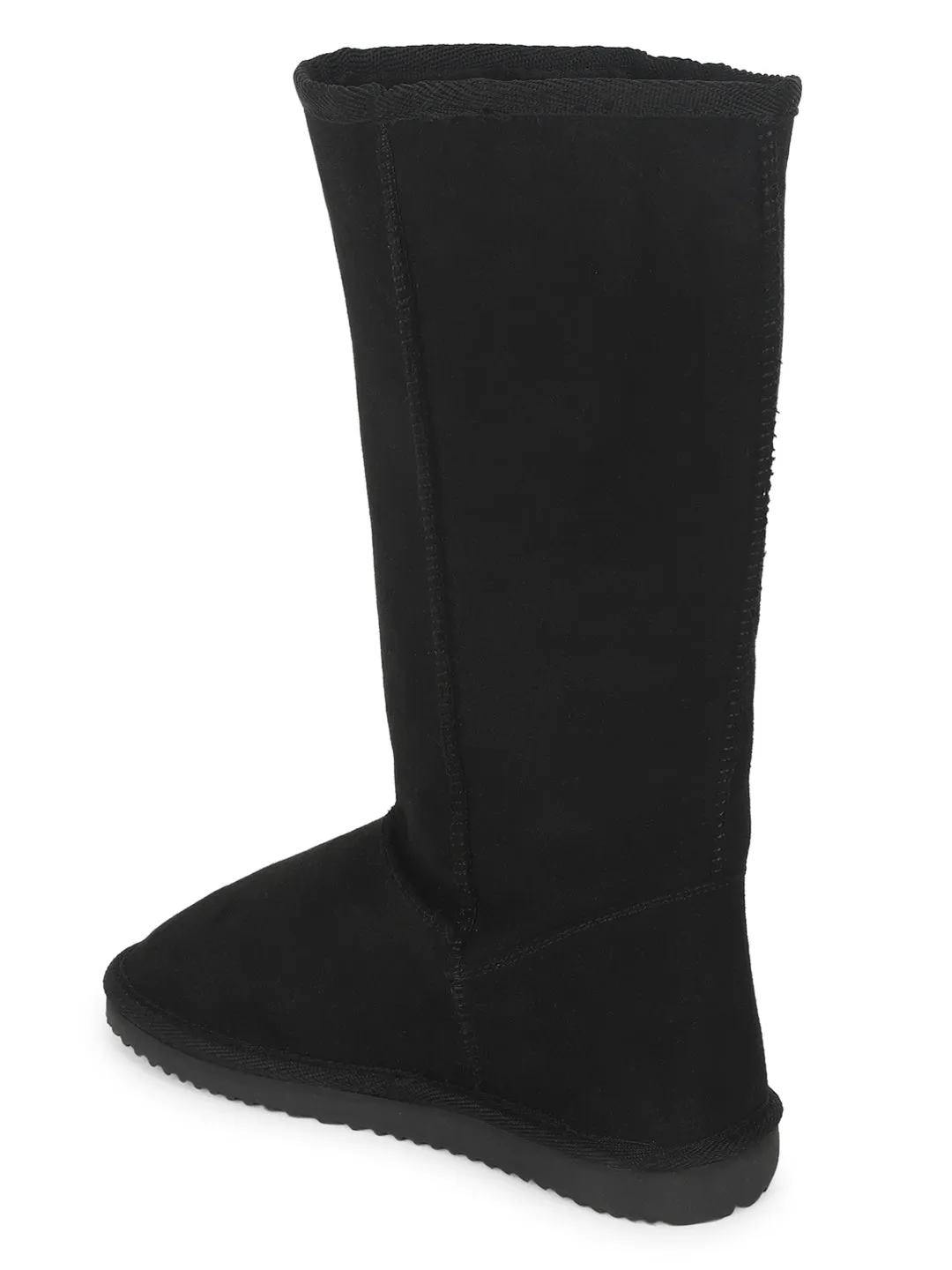 Black Micro Flat Snow Long Boots (TC-ST-1151-BLKMIC)