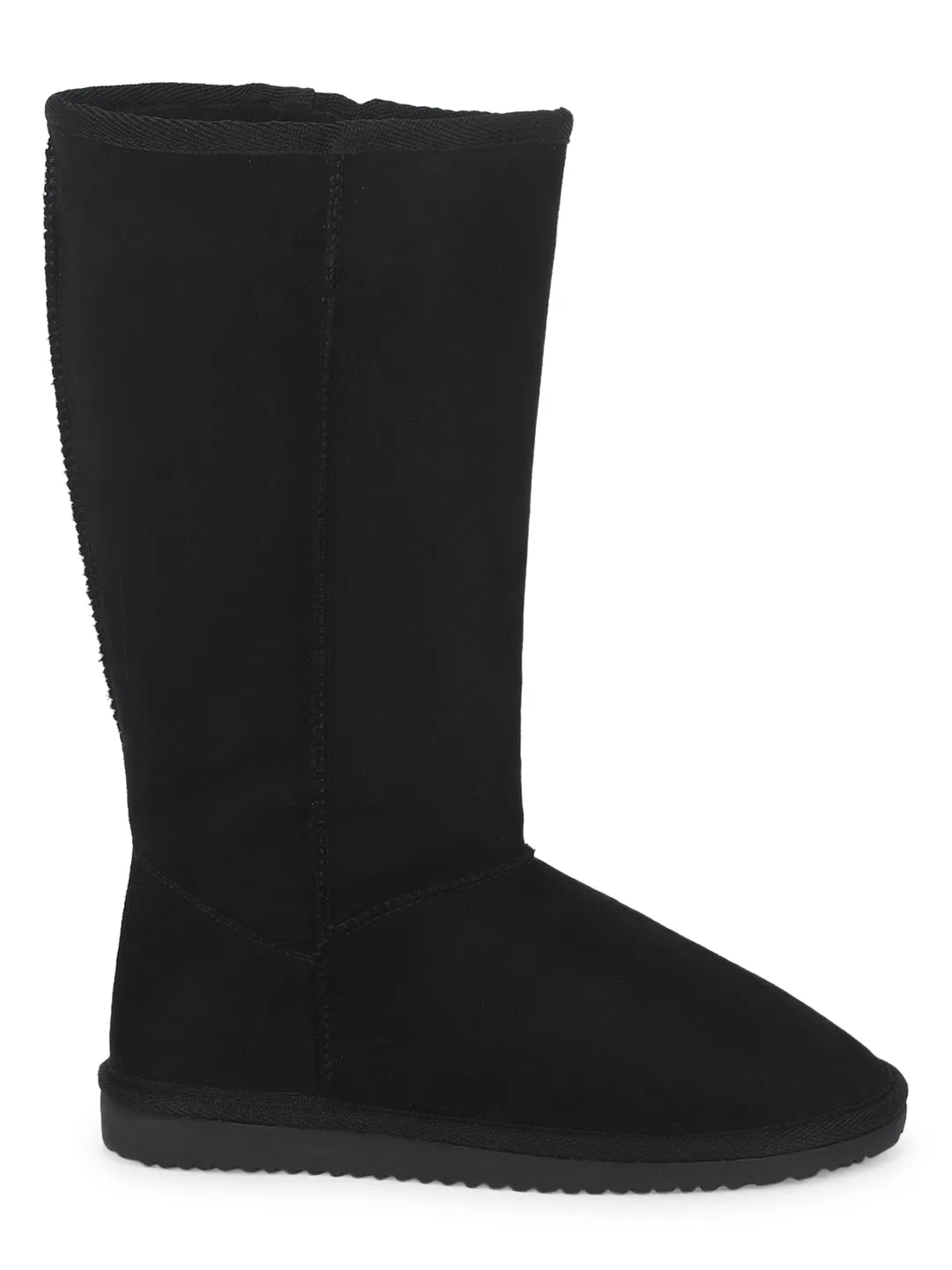 Black Micro Flat Snow Long Boots (TC-ST-1151-BLKMIC)