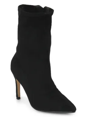 Black Micro Sock Stiletto Ankle Boots