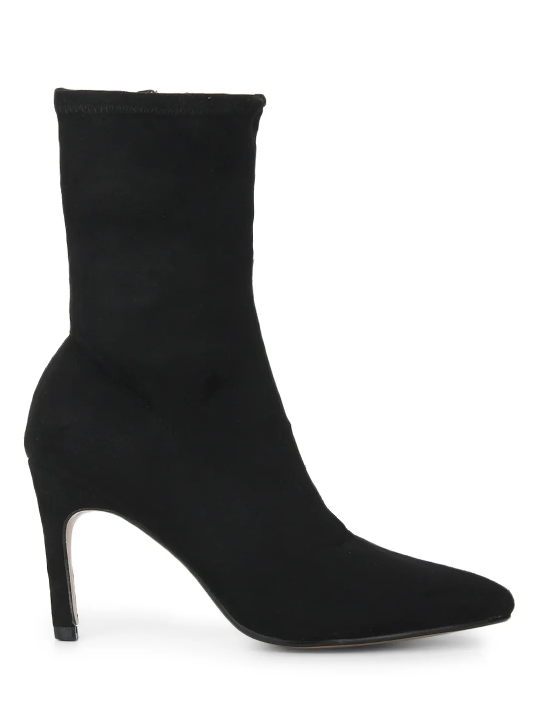 Black Micro Sock Stiletto Ankle Boots