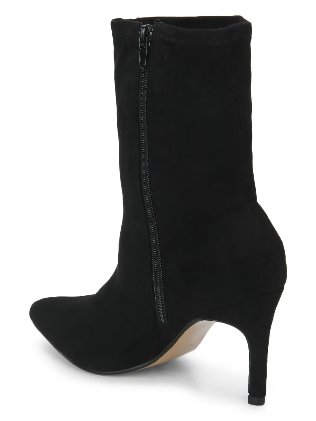 Black Micro Sock Stiletto Ankle Boots