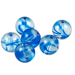 Blue Swirl Lamp Work Beads (6)