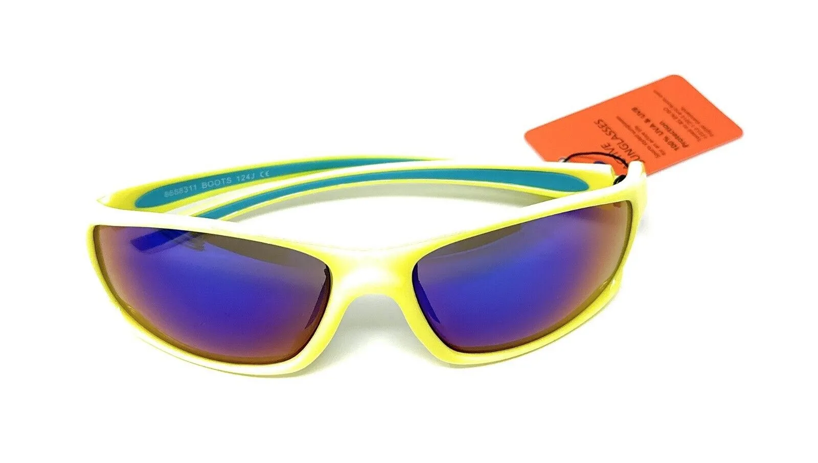 Boots Mens Active Sunglasses Yellow Sports Style Blue Trim 124J