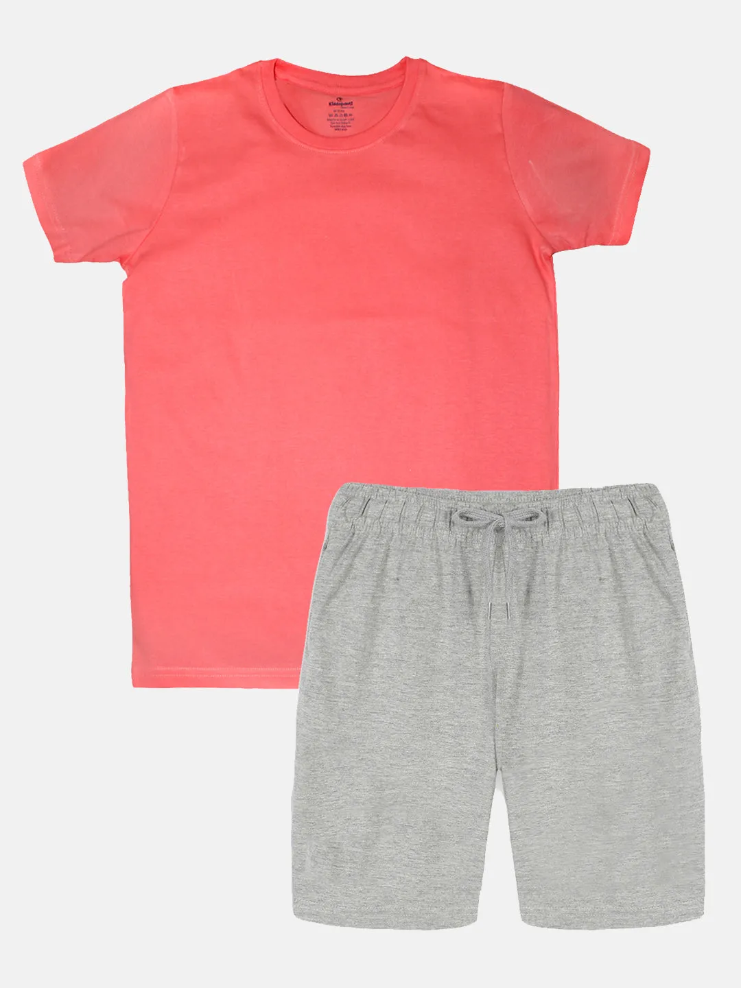 Boys Solid Round Neck Tee & Knee Legth Short Set