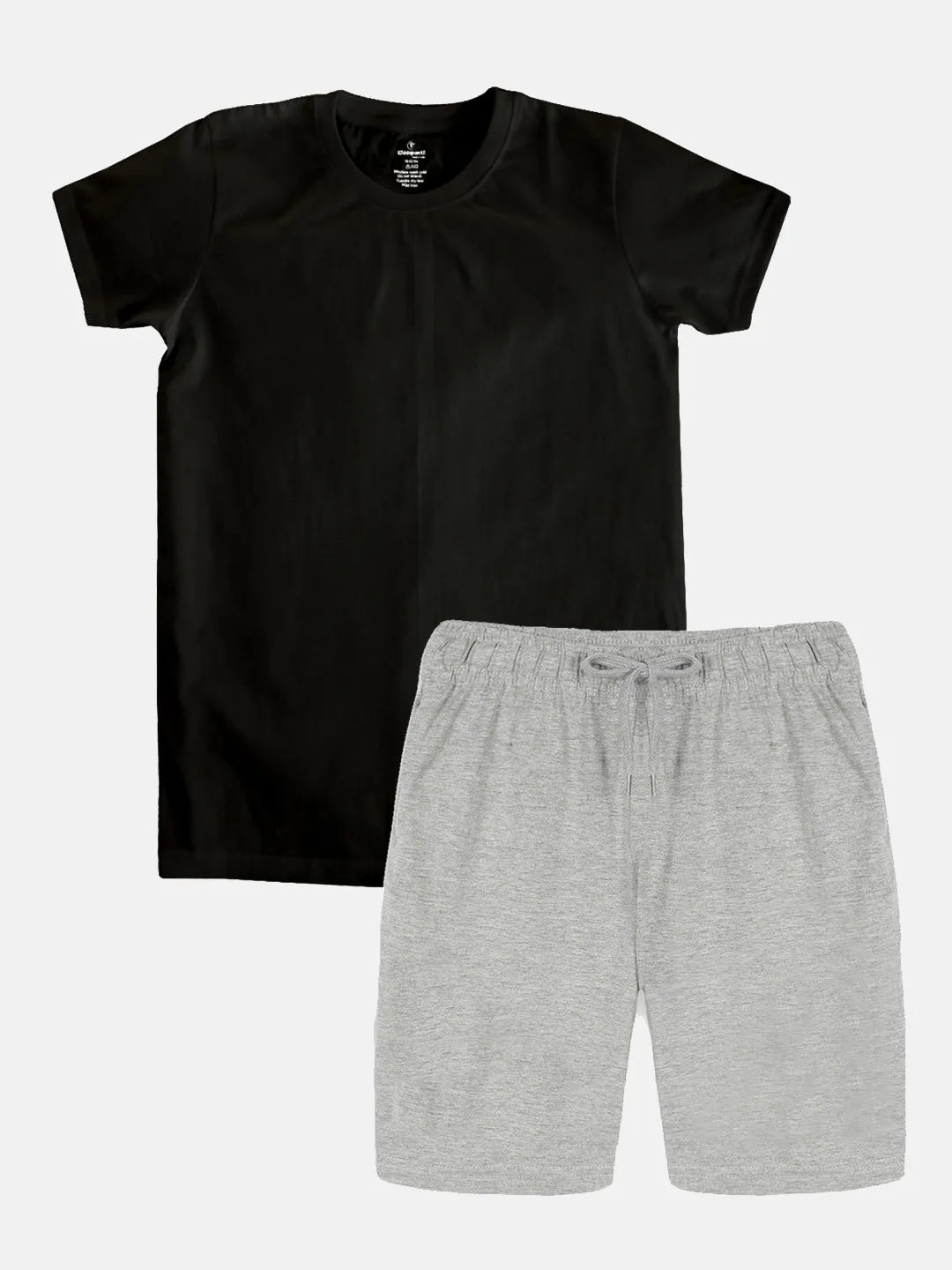 Boys Solid Round Neck Tee & Knee Legth Short Set