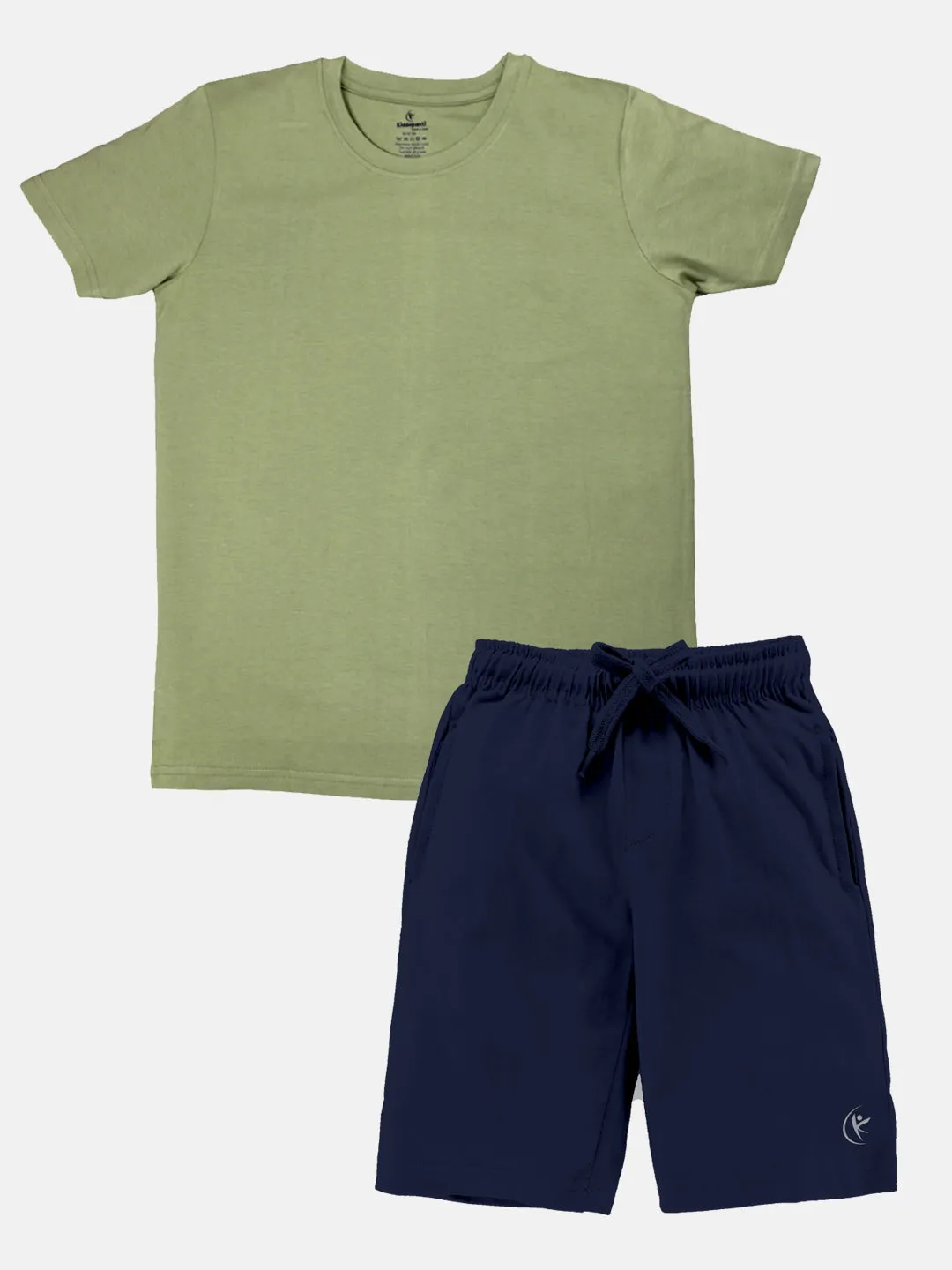 Boys Solid Round Neck Tee & Knee Legth Short Set