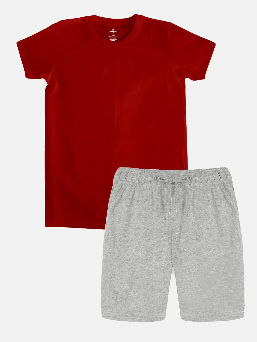 Boys Solid Round Neck Tee & Knee Legth Short Set