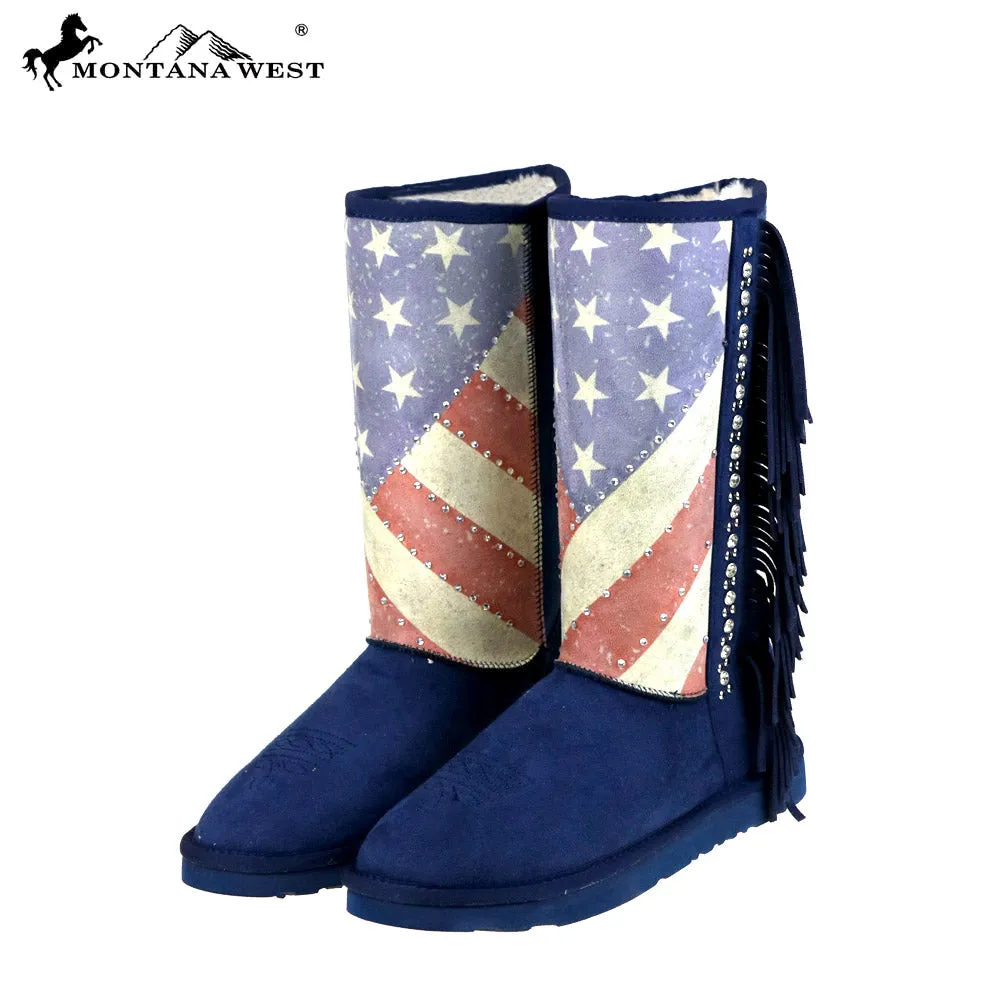 BST-US02 Montana West American Pride Collection Boots -Navy By Size