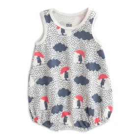 Bubble Romper - Summer Rain Slate Blue & Coral