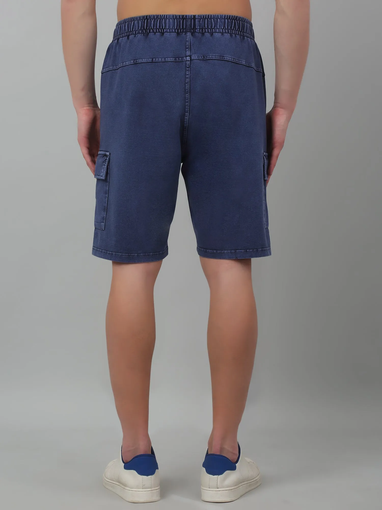 Cantabil Blue Solid Above Knee Bermuda For Men