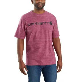 Carhartt Men's Signature Logo Short Sleeve T-Shirt_Beet Red Snow Heather