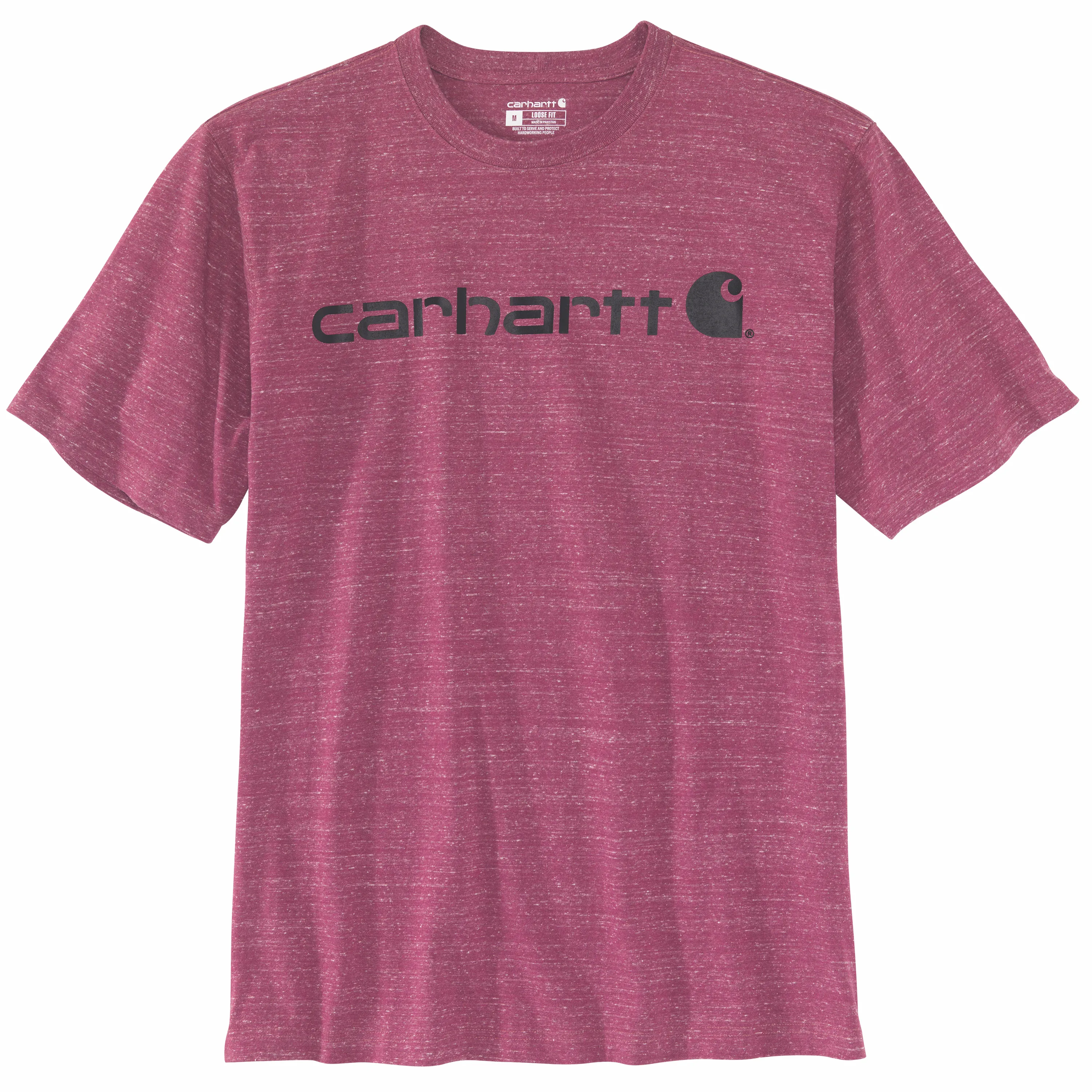 Carhartt Men's Signature Logo Short Sleeve T-Shirt_Beet Red Snow Heather