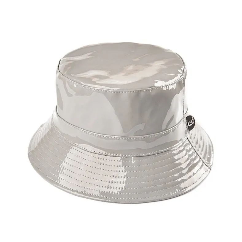 C.C Brand Shiny Reflective Enamel Detailed Rain Bucket Hat