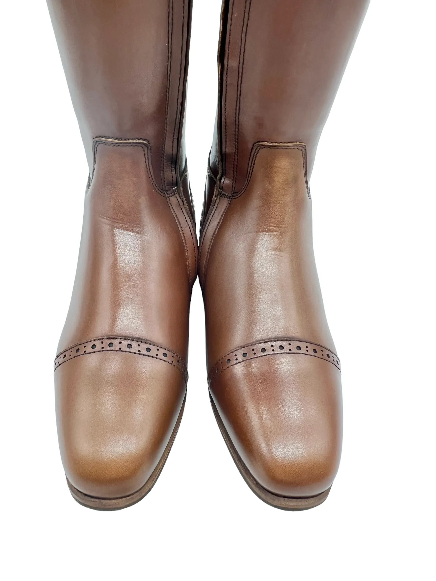 Celeris Brown leather & Patent Croc Embossed Passage Riding Boots