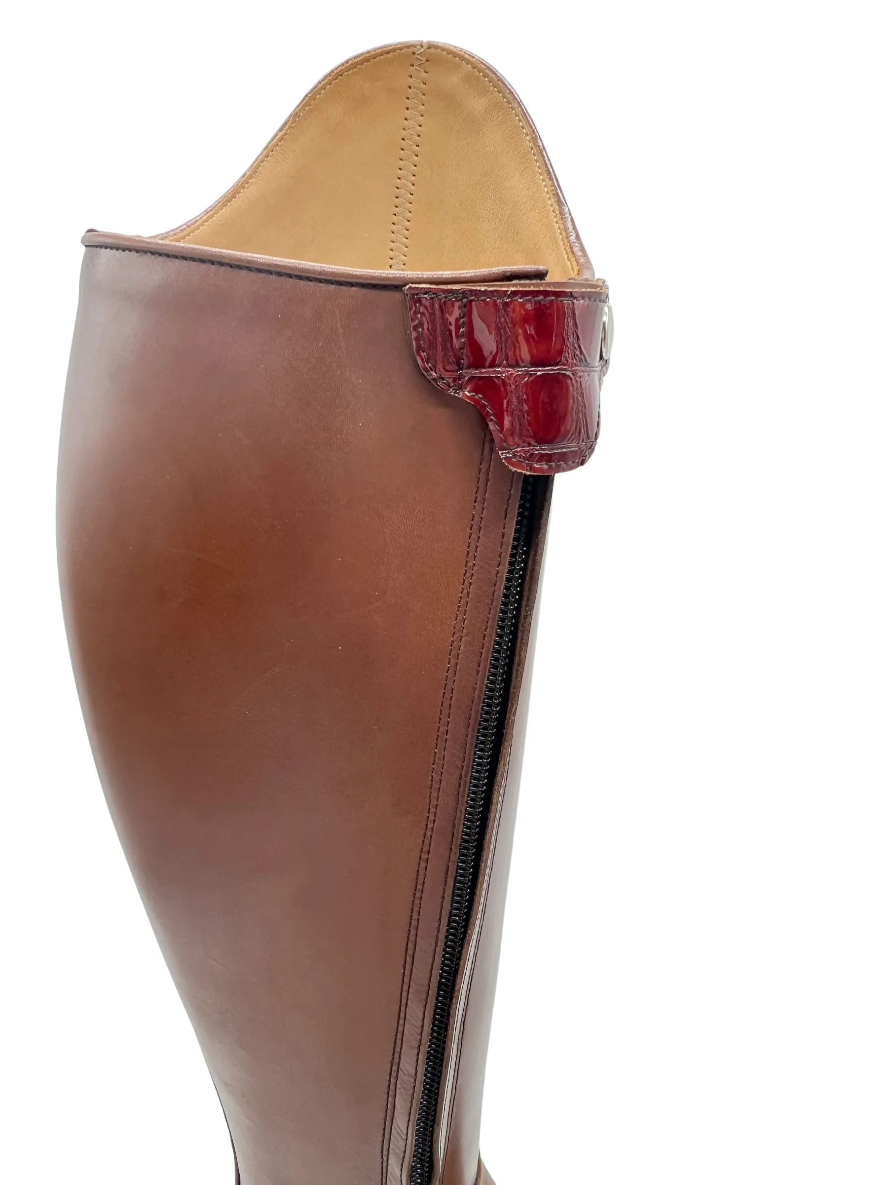 Celeris Brown leather & Patent Croc Embossed Passage Riding Boots