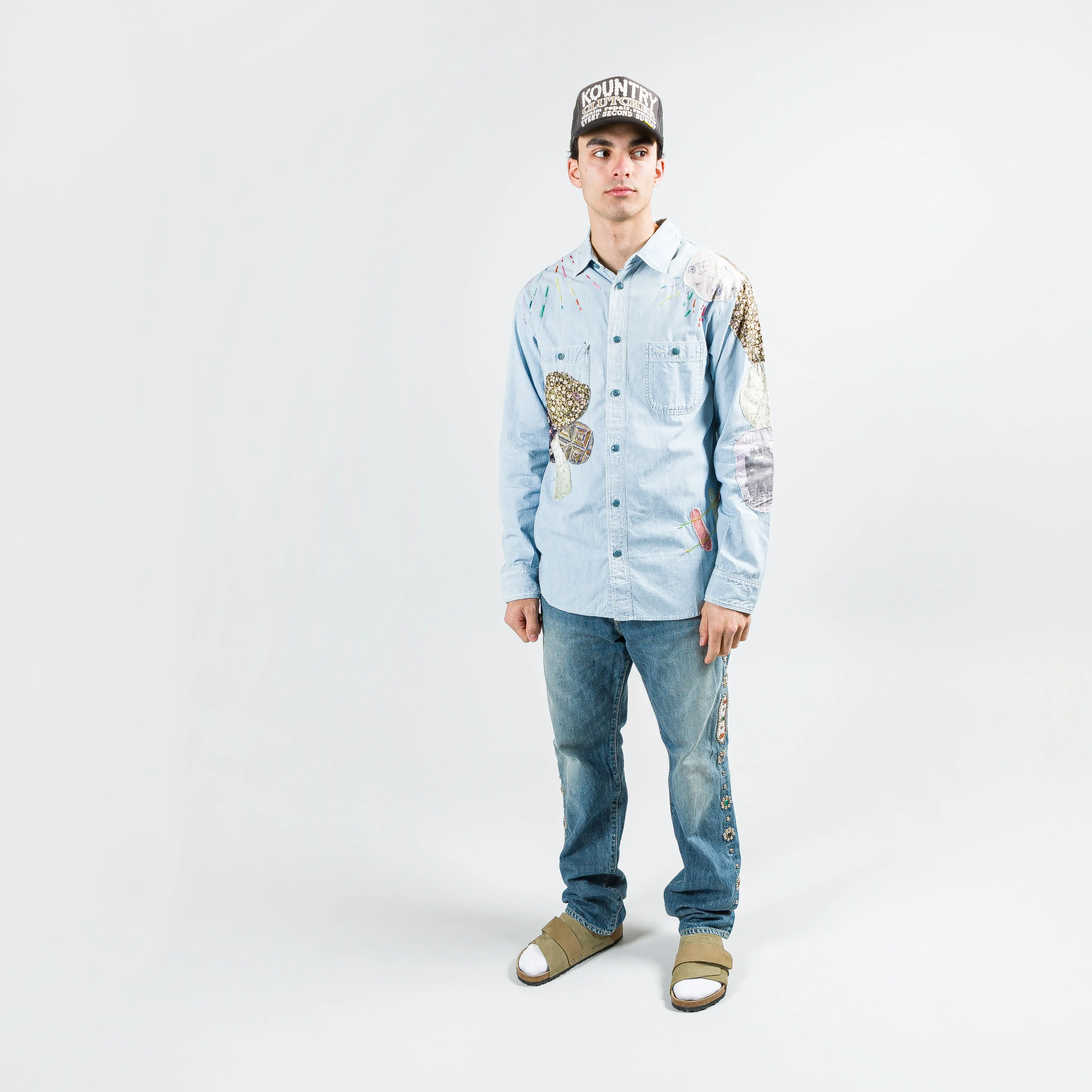 Chambray WORK Shirt (HIPPIE PATCH REMAKE) - Sax