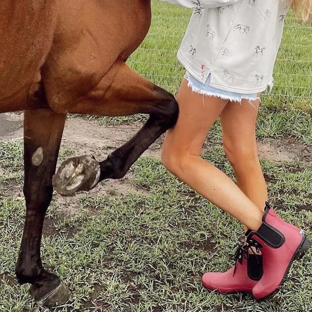 Chelsea Lace Matte Maroon Women's Rain Boots