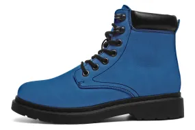 Cobalt Blue Classic Boots - High Quality Micro-Suede Weatherproof Vegan Shoes with Stitched on Soles