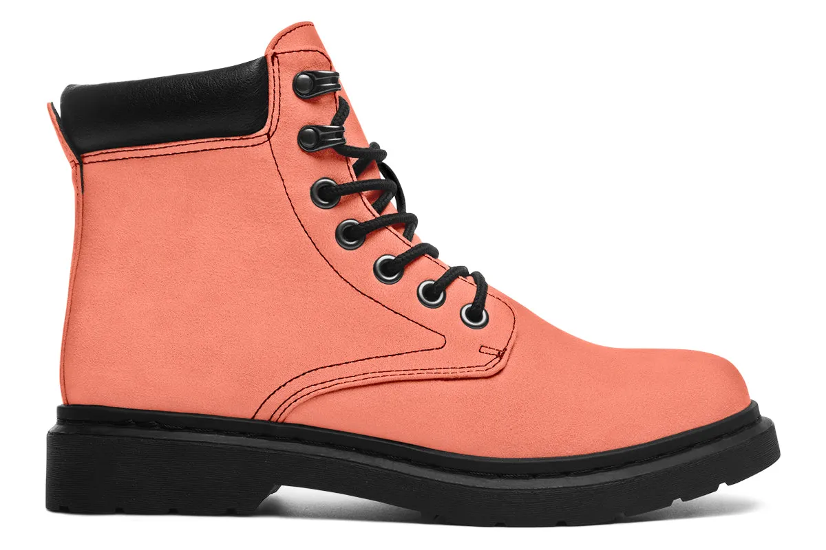 Coral Blush Classic Boots - High Quality Micro-Suede Weatherproof Vegan Shoes with Stitched on Soles