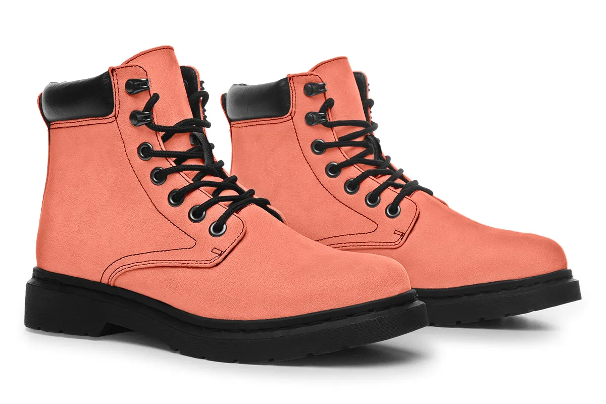 Coral Blush Classic Boots - High Quality Micro-Suede Weatherproof Vegan Shoes with Stitched on Soles