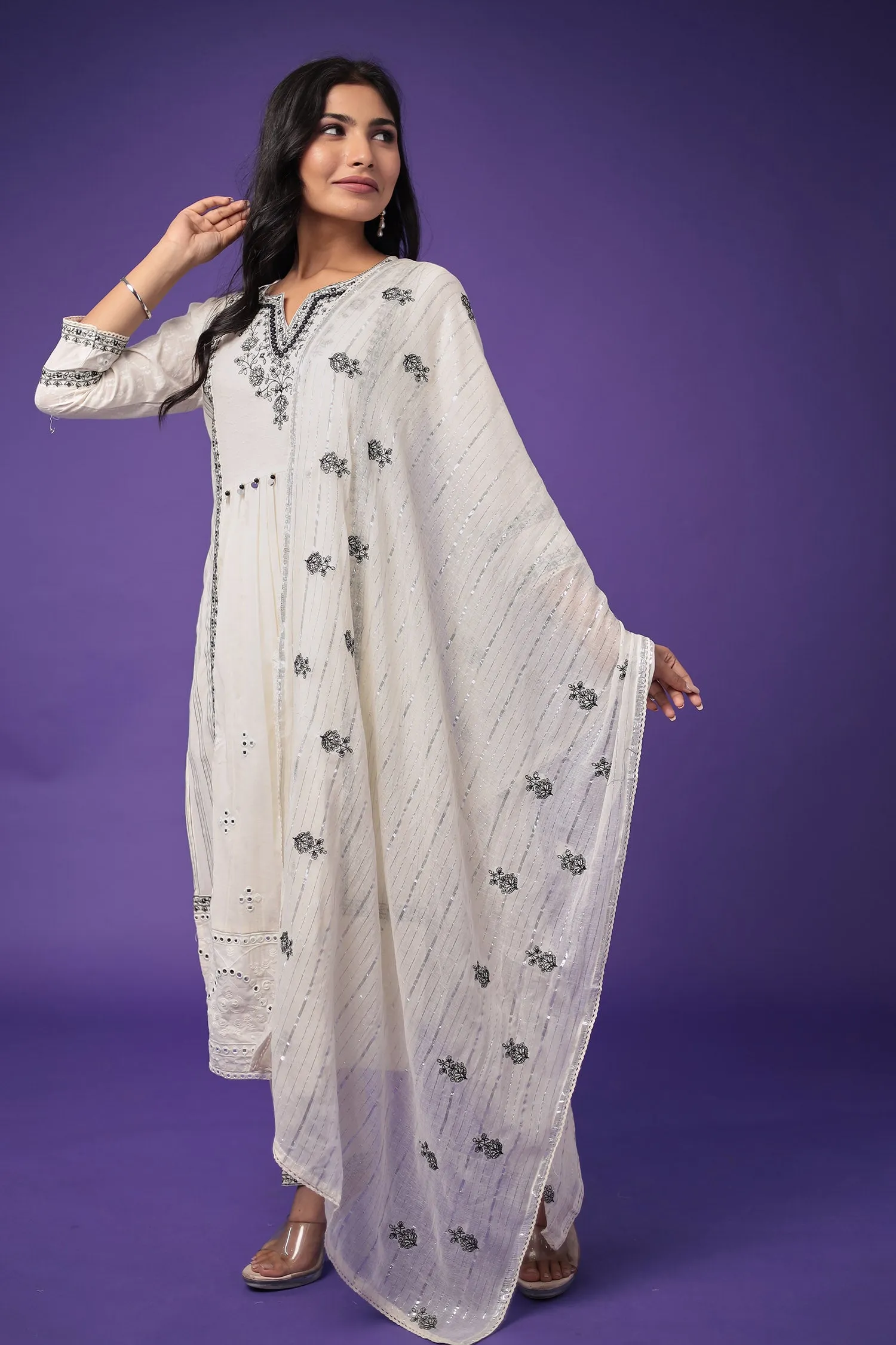 Cotton Kurta Set Stitched with Embroidered work