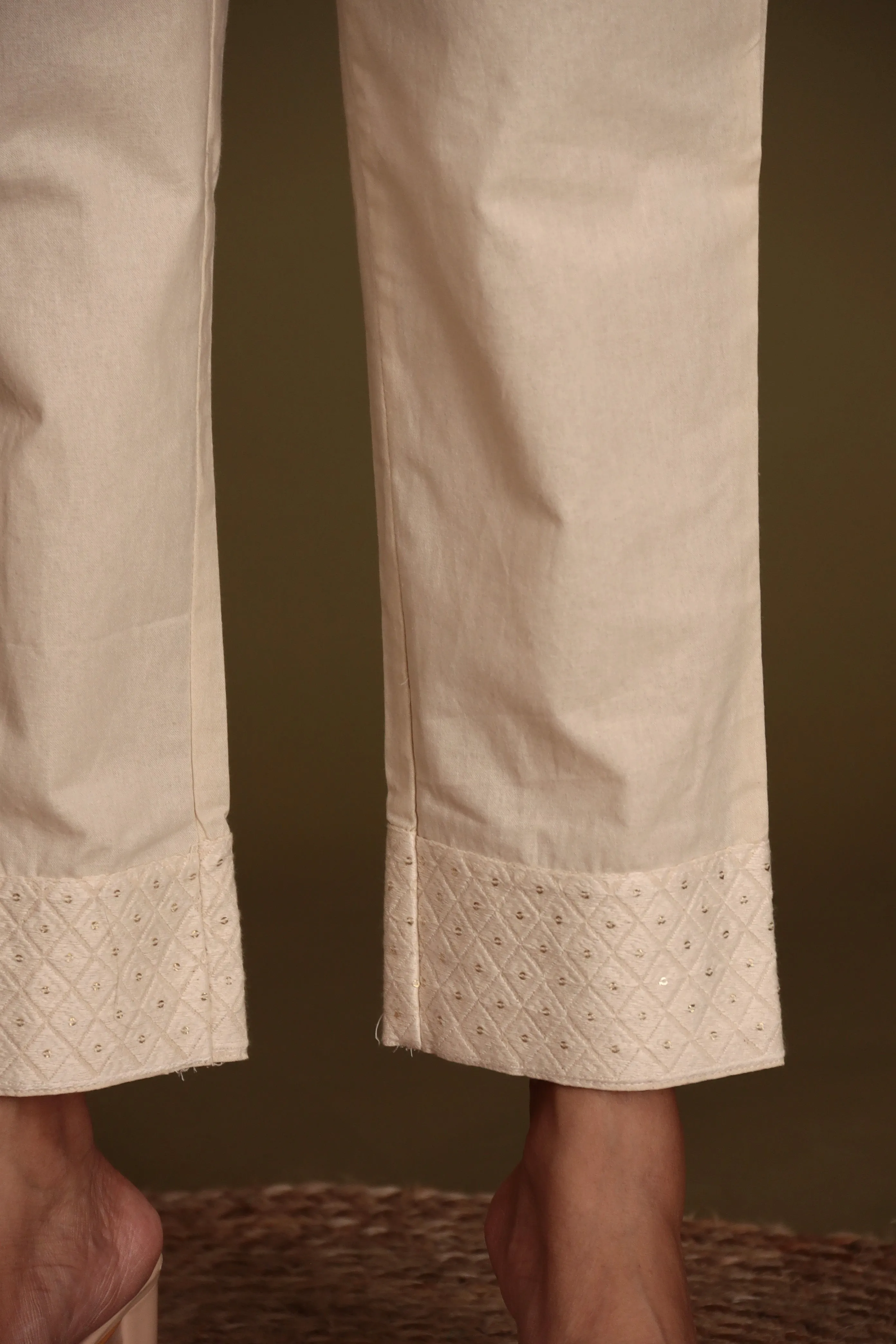 Cotton Woven Pant with Embroidered Work