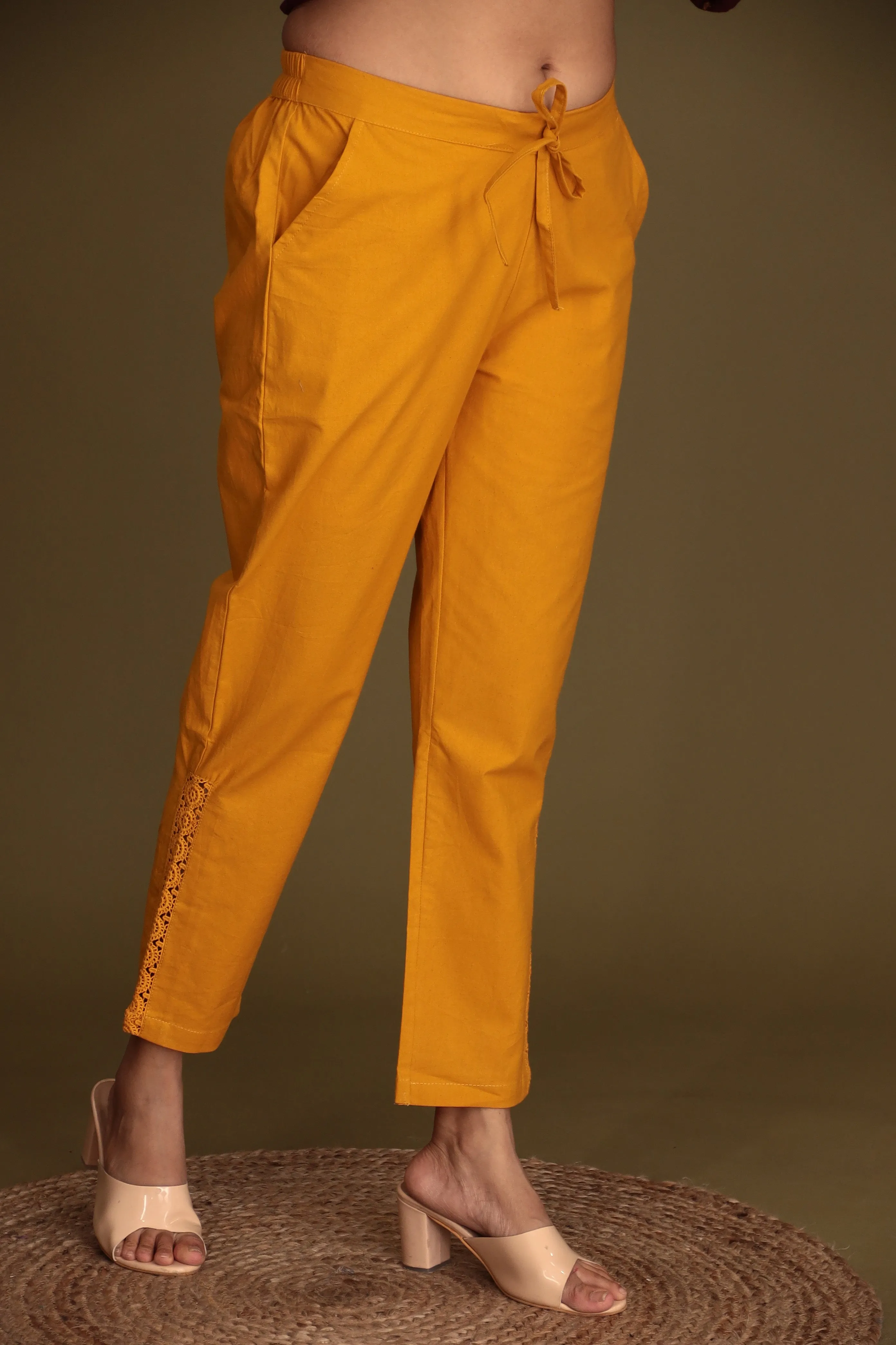 Cotton Woven Pant with Embroidered Work