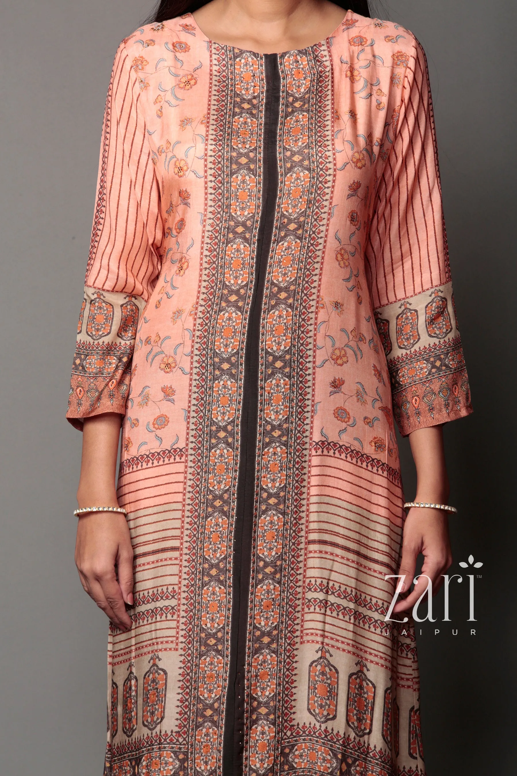 Crape Kurta with Digital Print, Swarovski work.