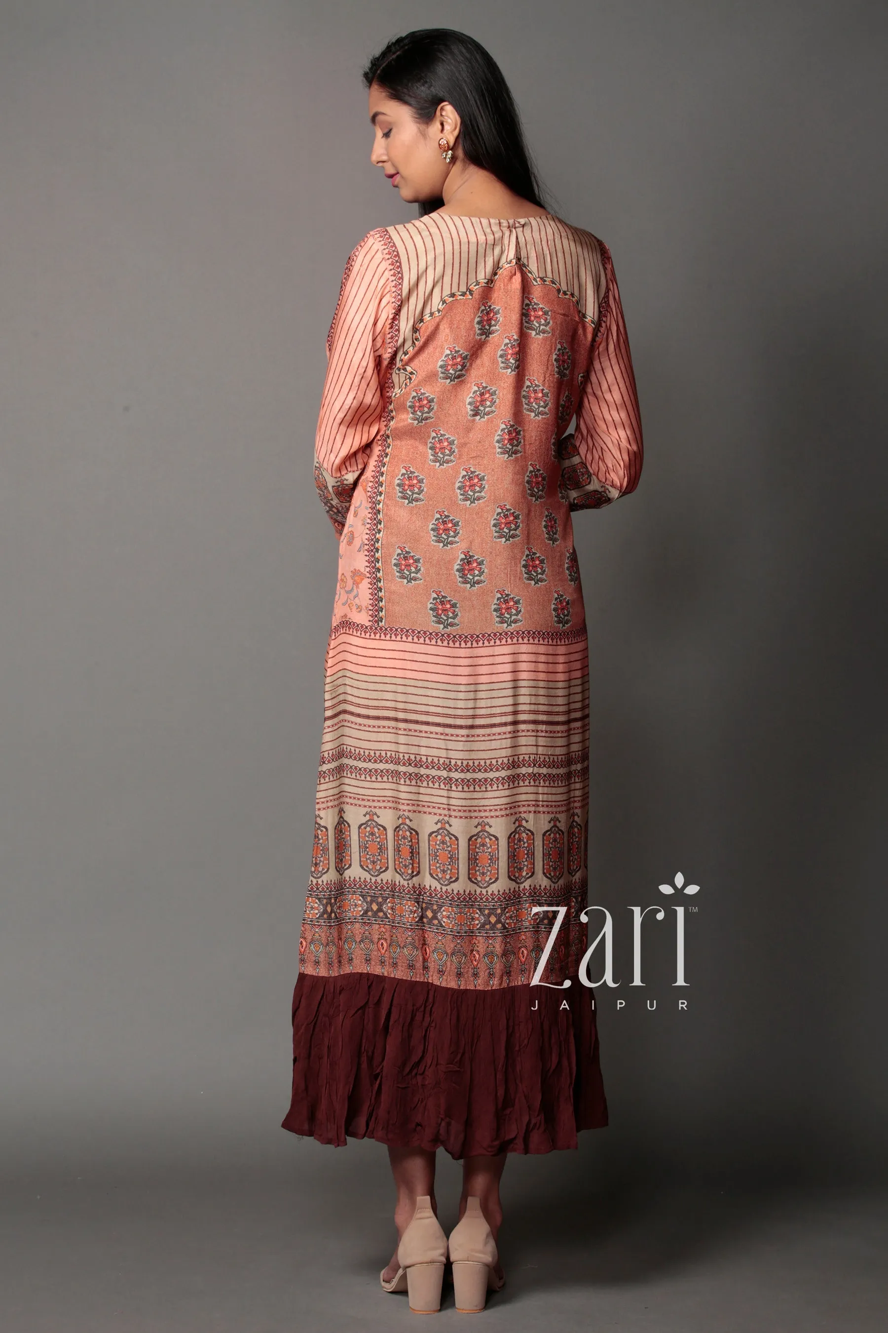 Crape Kurta with Digital Print, Swarovski work.